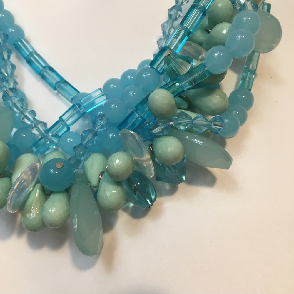 Blue Beaded Statement Necklace - image 2